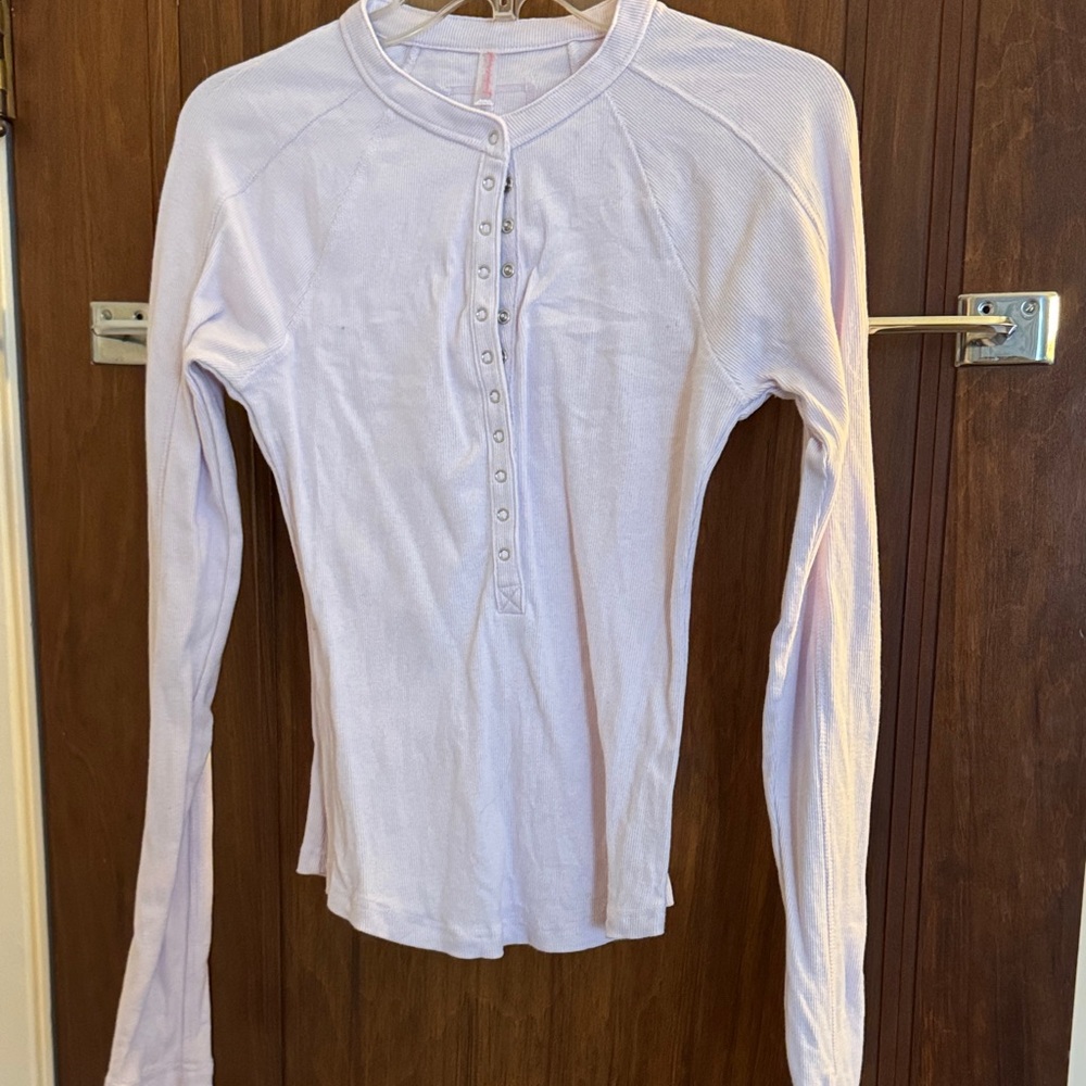 FP Movement by Free People Long-Sleeve Henley Top in Pale Lavender